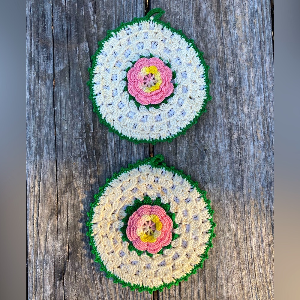 Vintage Crocheted Floral Doilies - 2